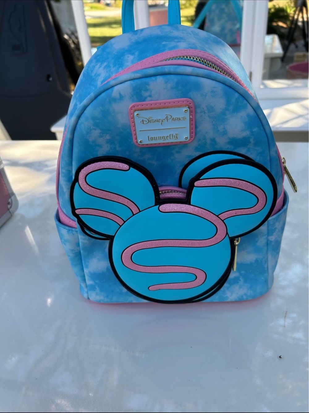 Stitch Loungefly Blue and Pink Mickey Ear Kids Mini Backpack